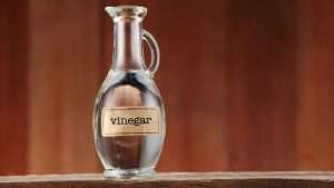 White Vinegar in Glass Bottle